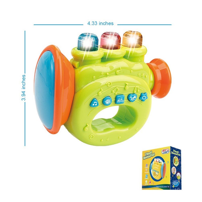 WEofferwhatYOUwant Baby Trumpet â€“ Musical Toy for Toddlers with LED Lights, Realistic Trumpet Sounds & Songs â€“ Interactive Educational Toy for Kids 18+ Months â€“ BPA-Free â€“ Batteries Included - Image 2