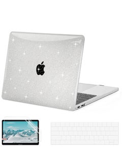3 in 1 Bundle Glitter Case for MacBook Air 15 inch 2023 A2941 with M2 Chip and 2024 A3114 with M3 Chip,Laptop Hard Shell Cases &Keyboard Cover&Screen Protector for 15 inch MacBook Air Case,Star Clear
