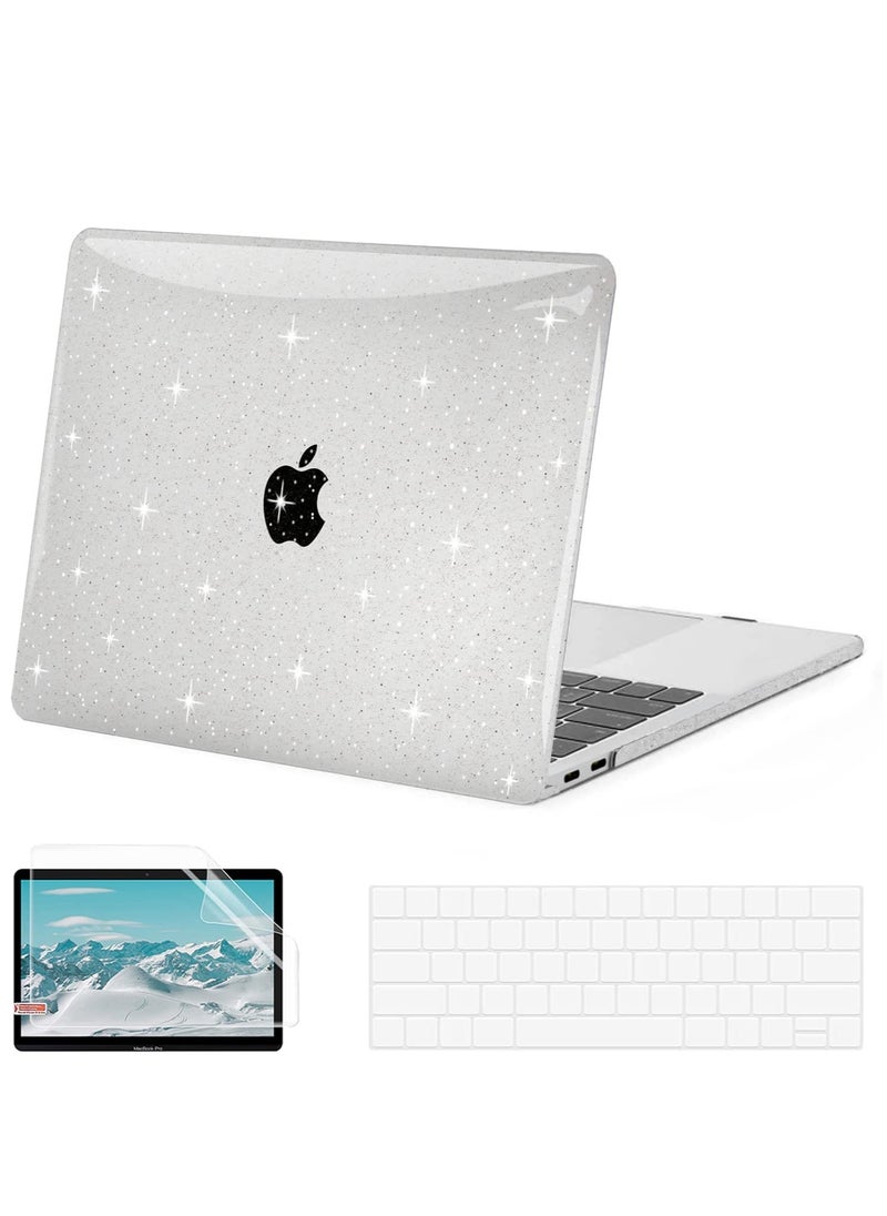 Generic - 3 in 1 Bundle Glitter Case for MacBook Air 15 inch 2023 A2941 with M2 Chip and 2024 A3114 with M3 Chip,Laptop Hard Shell Cases &Keyboard Cover&Screen Protector for 15 inch MacBook Air Case,Star Clear - Image 1