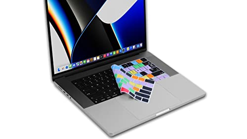 XSKN غطاء لوحة مفاتيح سيليكون XSKN لاختصارات Lightroom Classic بتصميم أمريكي لجهاز MacBook Pro 14 بوصة A2442 و 16 A2485 مع شريحة M1 Pro/Max وشاشة Liquid Retina XDR و Touch ID (K-401) - Image 4
