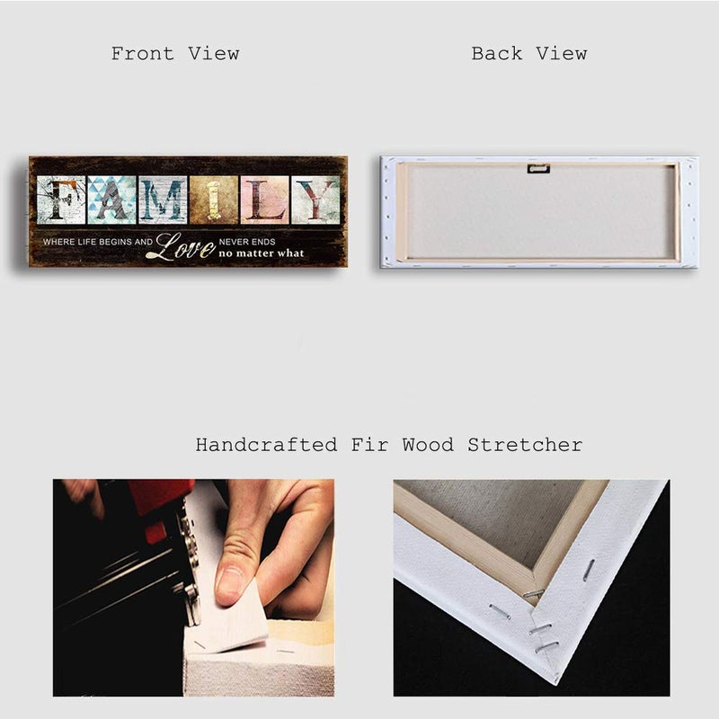 Kas Home Inspirational Quotes Motto Canvas Wall Art,Family Prints Signs Framed, Retro Artwork Decoration for Bedroom, Living Room, Office & Home Wall Decor (5.5 x 16 inch, Family) - Image 5