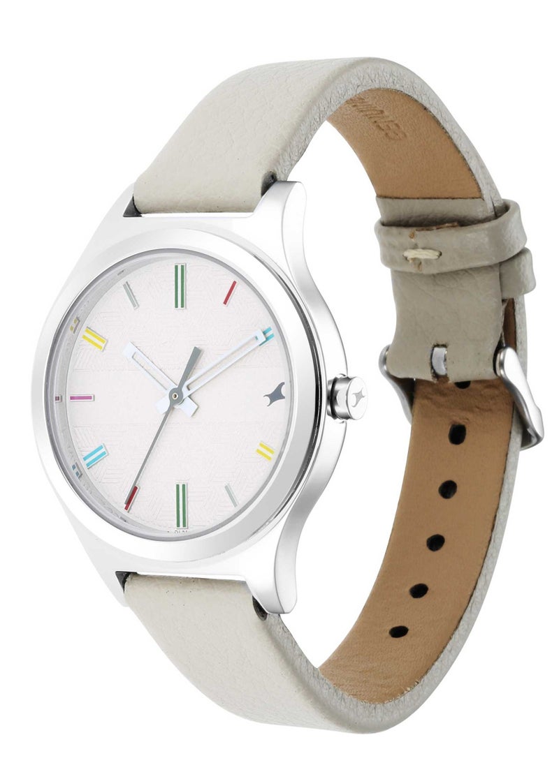 fastrack Fastrack Stunners Quartz Analog White Dial Leather Strap Watch for Girls  - Image 2
