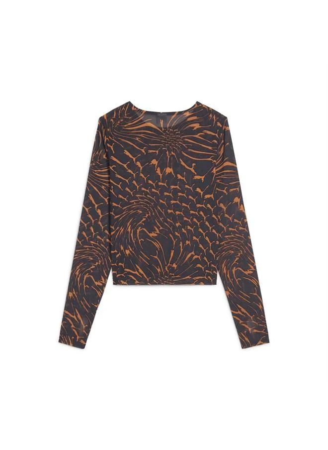 Puma Galactic Gray-AOP DARE TO Mesh Long Sleeve Tee Women for Women | Best Price UAE