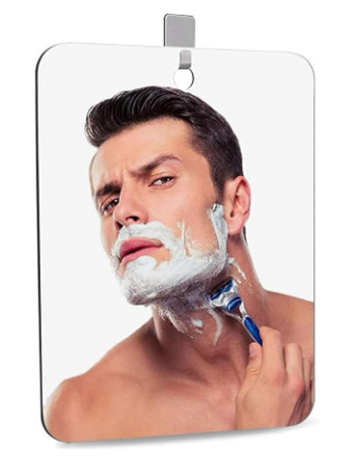 erorex Shatterproof Shower Mirror For Shaving With Hook Large 8X10.7 Inch 40 Percent Cheaper Than The Original Unbreakable Deluxe Plexiglass Makeup Mirror Bathroom Wall Hanging Portable Handheld Camping - Image 1