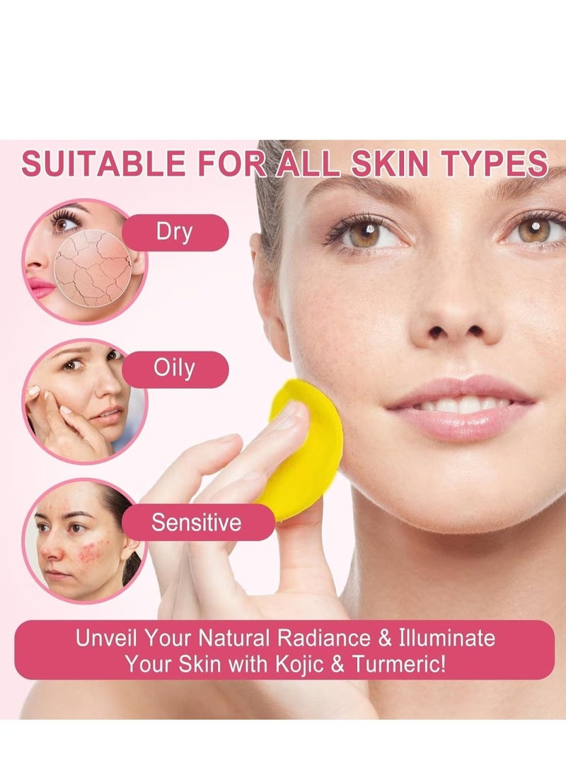 KOJIC ACID Turmeric Cleansing Pads, Kojic Acid and Turmeric Cleansing Pads for Face and Body Remove Excess Keratin,Reduce black spots and cleanse the skin 40PCS  - Image 2