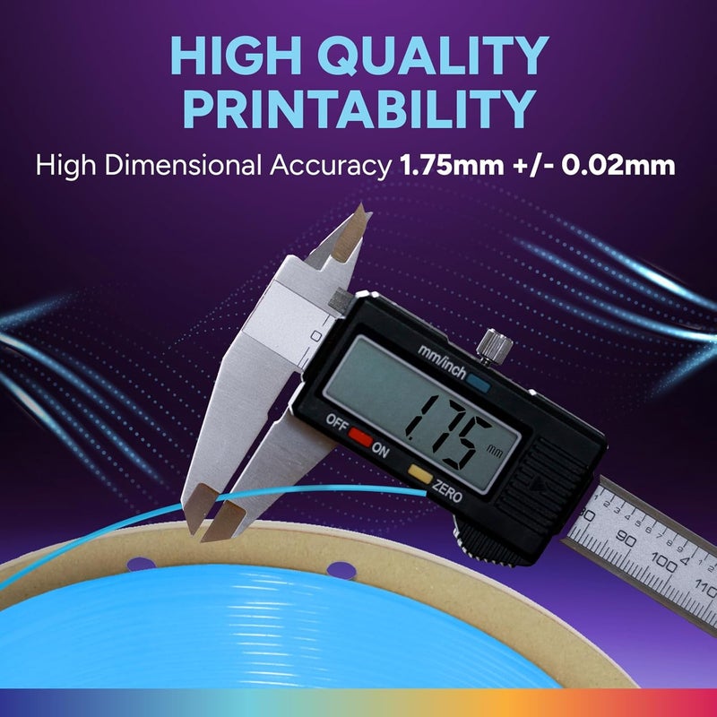OVERTURE TPU High Speed Filament 1.75mm Flexible Roll, 95A Soft 3D Printer Filament, 1kg Spool (2.2 lbs), Fit Most FDM Printer (HS TPU Luminous Blue) - Image 5