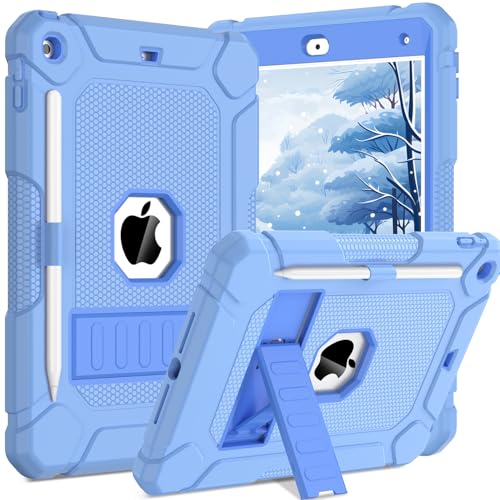 BMOUO Case for iPad 9th 8th 7th Generation (10.2 inch, 2021/2020/2019), Shockproof Protective iPad 10.2 Case with Built-in Stand/Pencil Holder, Blue - Image 1