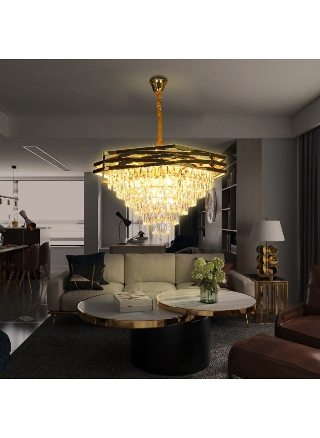 Hummer Shimmer hanging crystal chandelier, gold, E14, 80 cm  - Image 1