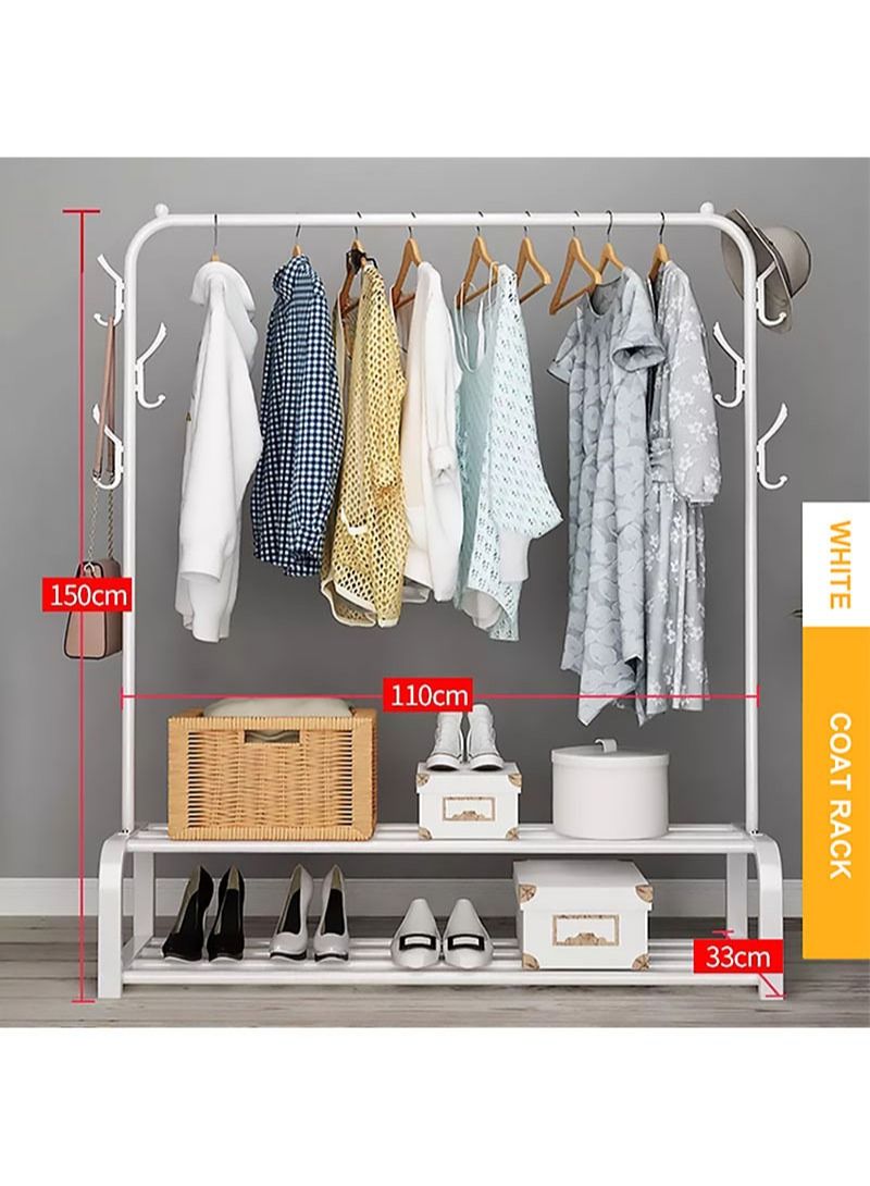 AGD Organizer rack, clothes hanger and shoe organizer White 110x33x150cm - Image 3