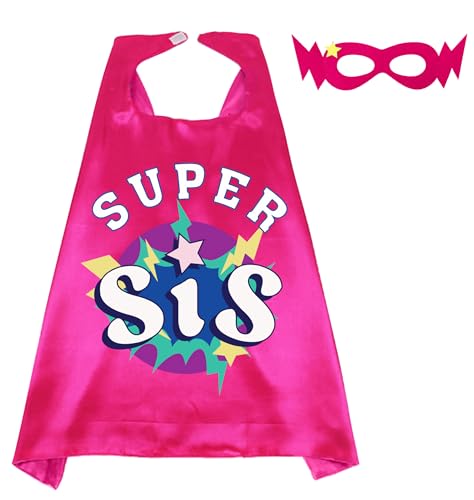 D.Q.Z DQZ SuperheroCapes and Masks for Kids Big Sister Gifts for Girls Role Play New Sibling Birthday Family Party Rose - Image 1