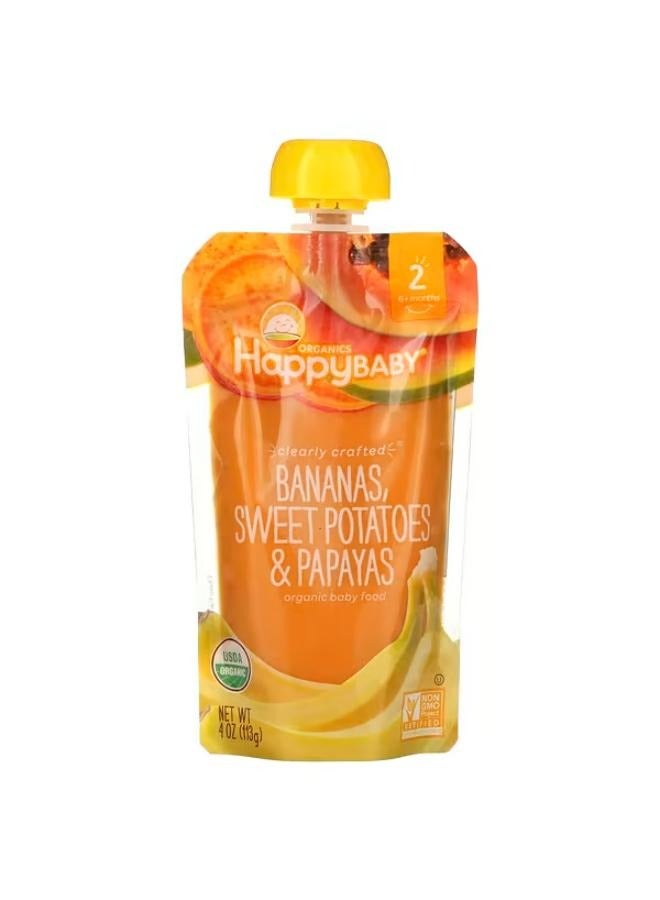 Happy Family Organics Happy Baby, Organic Baby Food, 6+ Months, Bananas, Sweet Potatoes, & Papayas, 4 oz (113 g)