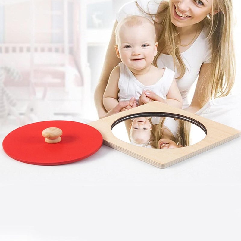 klarako Educatiol Baby Mirror Toy Sensorial Toy Bath Toy Montessori for Games Baby Newborn , Red - Image 5