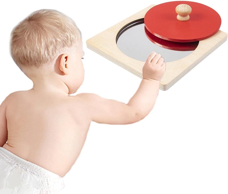 klarako Educatiol Baby Mirror Toy Sensorial Toy Bath Toy Montessori for Games Baby Newborn , Red - Image 3