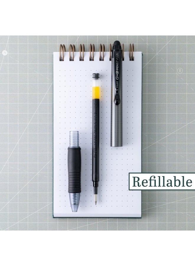 PILOT قلم بايلوت G2، قلم ستايلس، نقطة دقيقة 0.7 مم، عبوة من 2، حبر أسود، برميل رمادي - Image 3