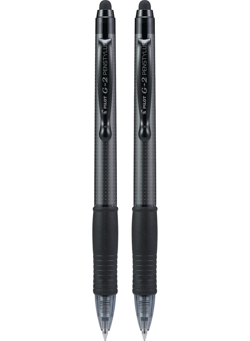 PILOT قلم بايلوت G2، قلم ستايلس، نقطة دقيقة 0.7 مم، عبوة من 2، حبر أسود، برميل رمادي - Image 2