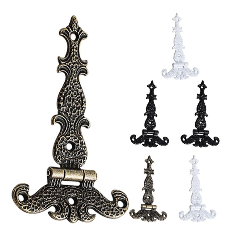 Vintage Metal Hinges with Floral Leaf Pattern for Wooden Box Cabinet Door Jewelry Box - Image 2