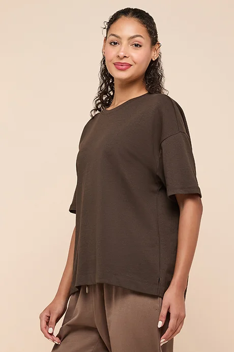 R&b Solid Relaxed Fit T-Shirt with Crew Neck and Short Sleeves