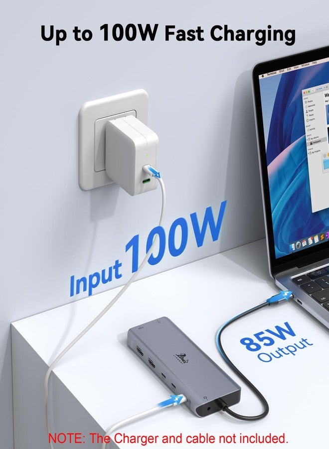 LIONWEI محطة إرساء USB-C لشاشتين للكمبيوتر المحمول، موزع USB-C متعدد الوظائف من LIONWEI 14 في 1 مع شاشة ثلاثية، منفذي HDMI + VGA، منفذ إيثرنت، 6 منافذ USB 3.0/2.0، منفذ PD، منفذ SD/TF، منفذ صوت، محطة إرساء USB-C لأجهزة Surface/HP/Dell/Lenovo/MacBook - Image 5
