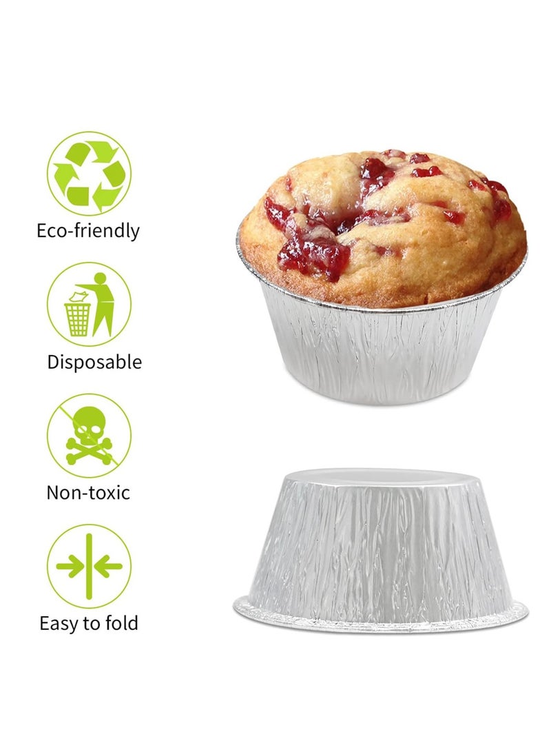 4oz Disposable Aluminum Foil Baking Cups, Aluminum Foil Baking Cups for Cupcakes, Muffins, Cream, Brulee, Egg Tarts, Soufflés, Pudding. Pack of 30  - Image 3