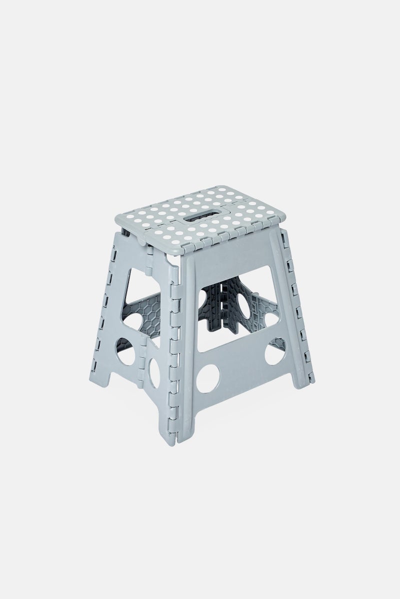 LIFESTYLE Plastic Folding Stepstool With Grip, Grey - Image 1