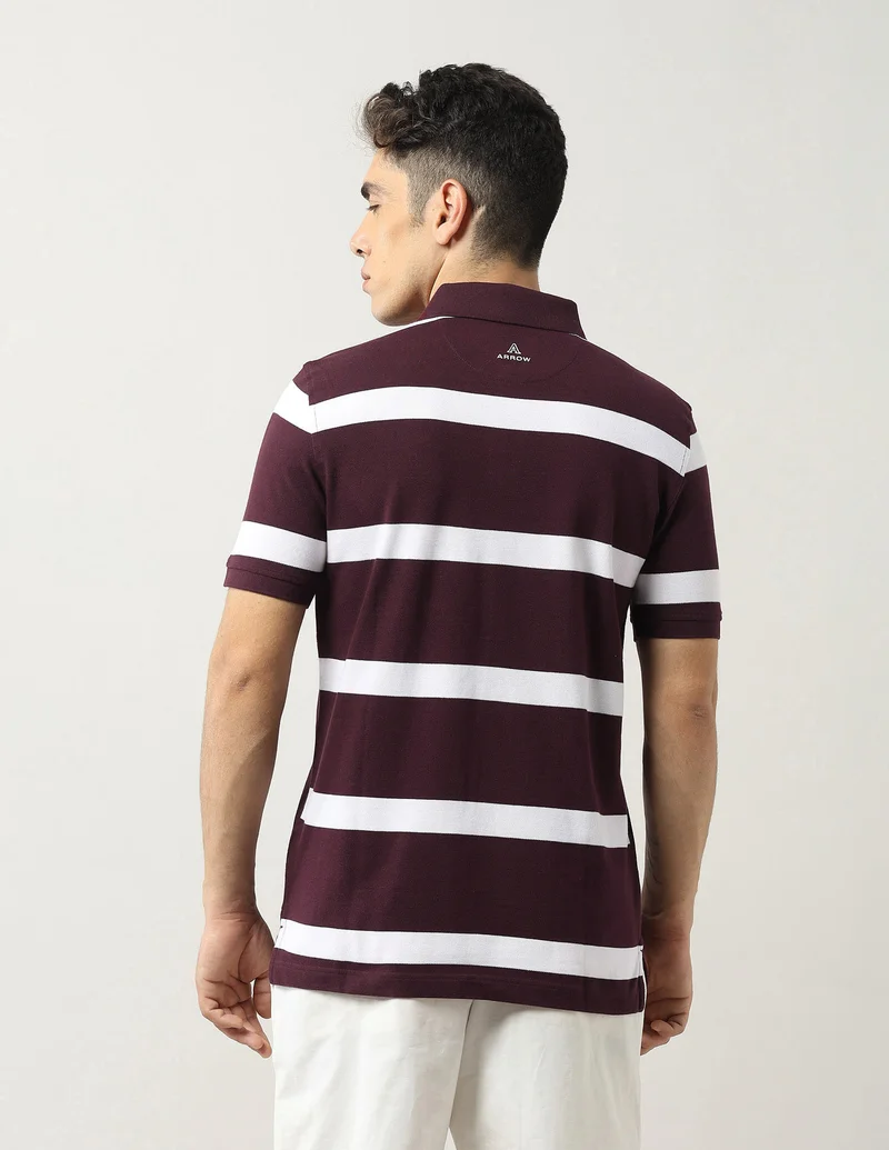 Arrow Burgundy Solid Regular Fit Dynamax Polo Shirt for Men | Best Price UAE