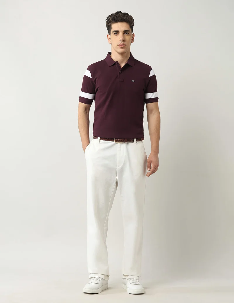 Arrow Burgundy Solid Regular Fit Dynamax Polo Shirt for Men | Best Price UAE