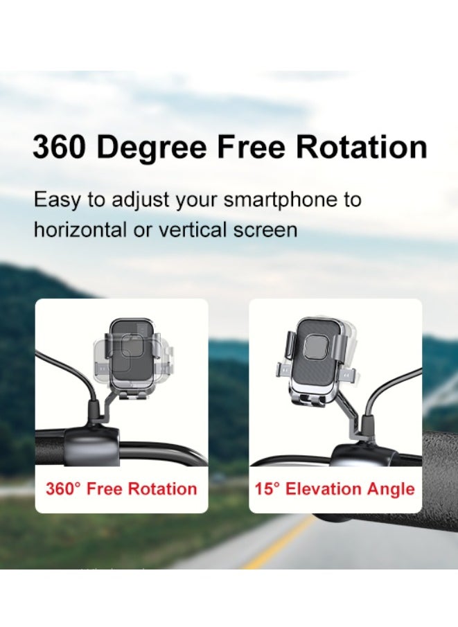 Cycling Phone Mounts Bike Phone Mount Motorcycle Handlebar Rotation Easy Install and Quick Release Support One Click Lock Sturdy and Safe Holder for iPhone and More 4.7-6.9 inch Any Smartphones