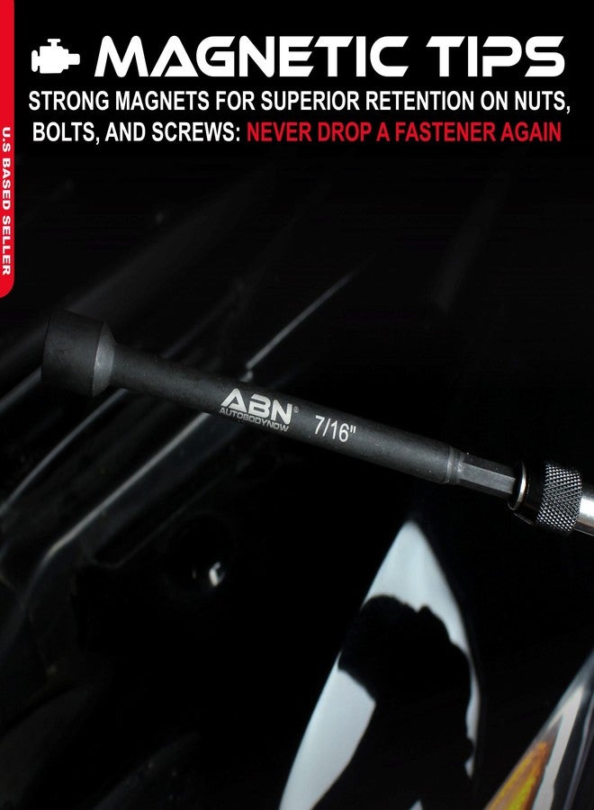 ABN 7/16 IN Impact Nut Driver Tool - SAE 6 IN Long Shank Nut Driver Bits Magnetic Tip Sockets, 1/4 IN Hex Shank - Image 3