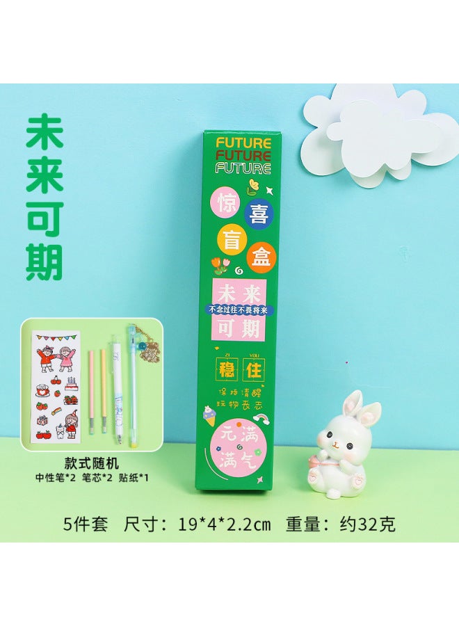 HELPS Creative Inspirational Text Five-piece Set Lucky Blind Box Pen Student Surprise Gel Pen Suit Cartoon Sign Pen Stationery - Image 1