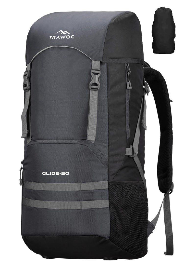 TRAWOC GLIDE 50 ltrs Rucksack Bag for Men & Women Travel Backpack for for Trekking & Hiking, LHK001, Grey - Image 1