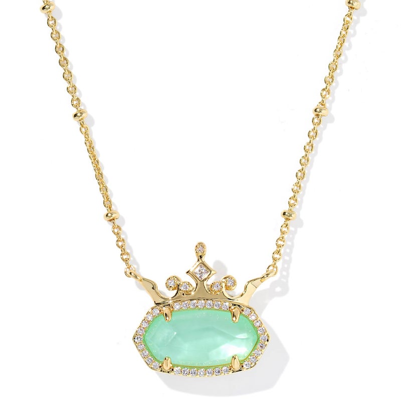 Kendra Scott Disney Elisa Princess Short Pendant Necklace in Light Green Mother Of Pearl, 14k Gold-Plated Brass, Fashion Jewelry for Women - Image 1