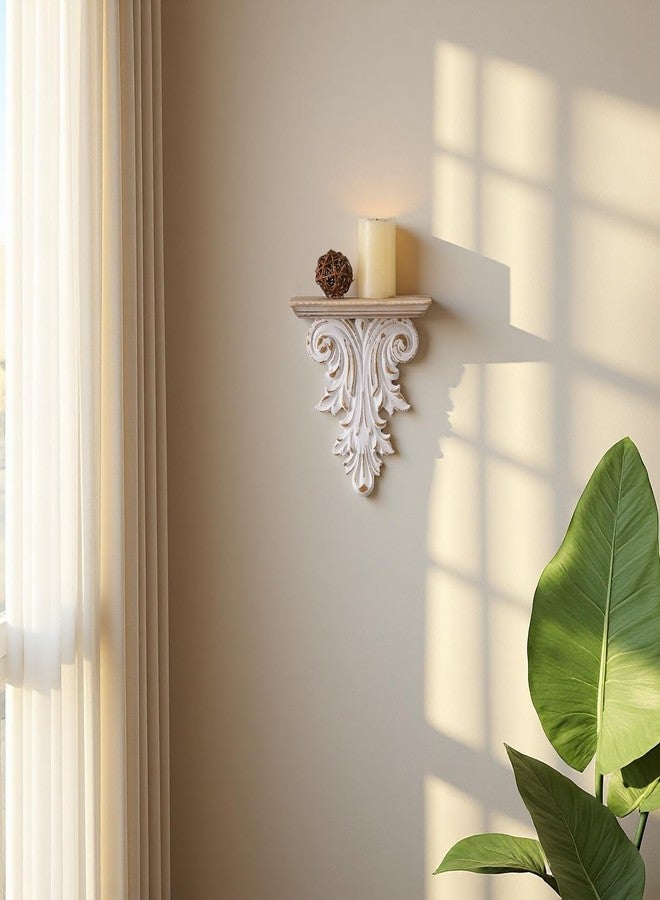 SOFE Vintage Wood Floating Shelf, 7 Inches Wide Rustic White Wall Shelf, Small Wall Mounted Shelves for Bedroom, Living Room, Hallway, Office Decor - Image 4