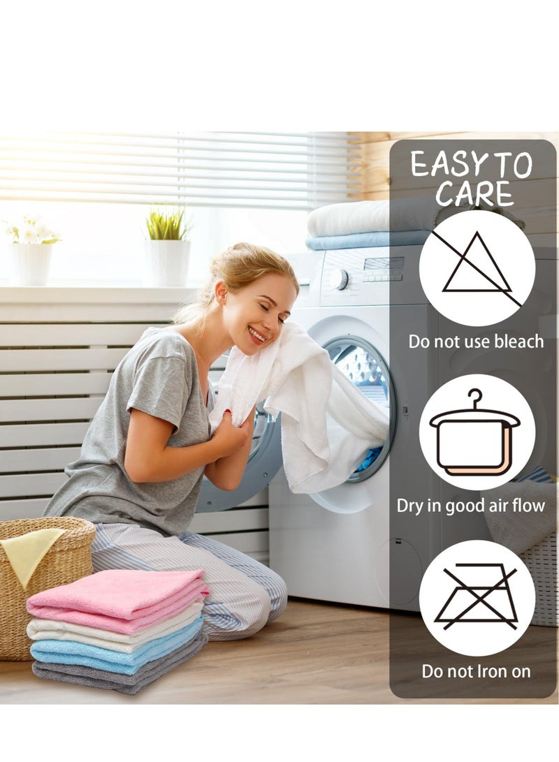 Excefore منشفة استحمام للأطفال، ٤ قطع ٣١.٥ × ٣١.٥ بوصة ومناشف للأطفال ناعمة من الألياف الدقيقة فليس كورال ماصة منشفة مع غطاء للرأس لحديثي الولادة والرضع والأطفال هدية لمستلزمات الاستحمام - Image 5