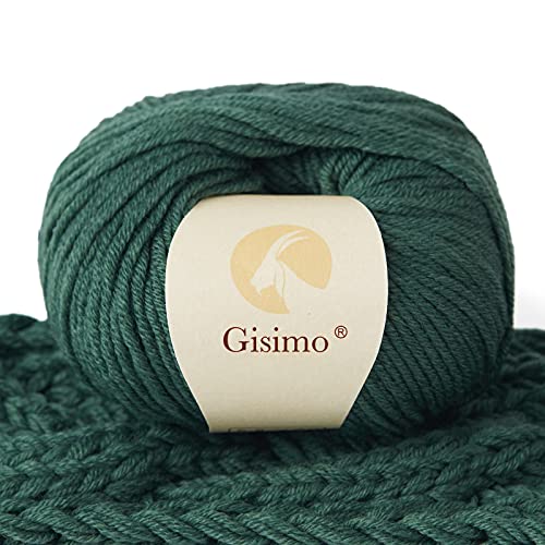 GISIMO 100% Merino Wool Yarn, 6-Ply Luxurious and Soft Yarn for Hand Knitting & Crocheting, 1.76 OZ/50g, 127 yds/116 Meters (Green, 1 Ball) - Image 1