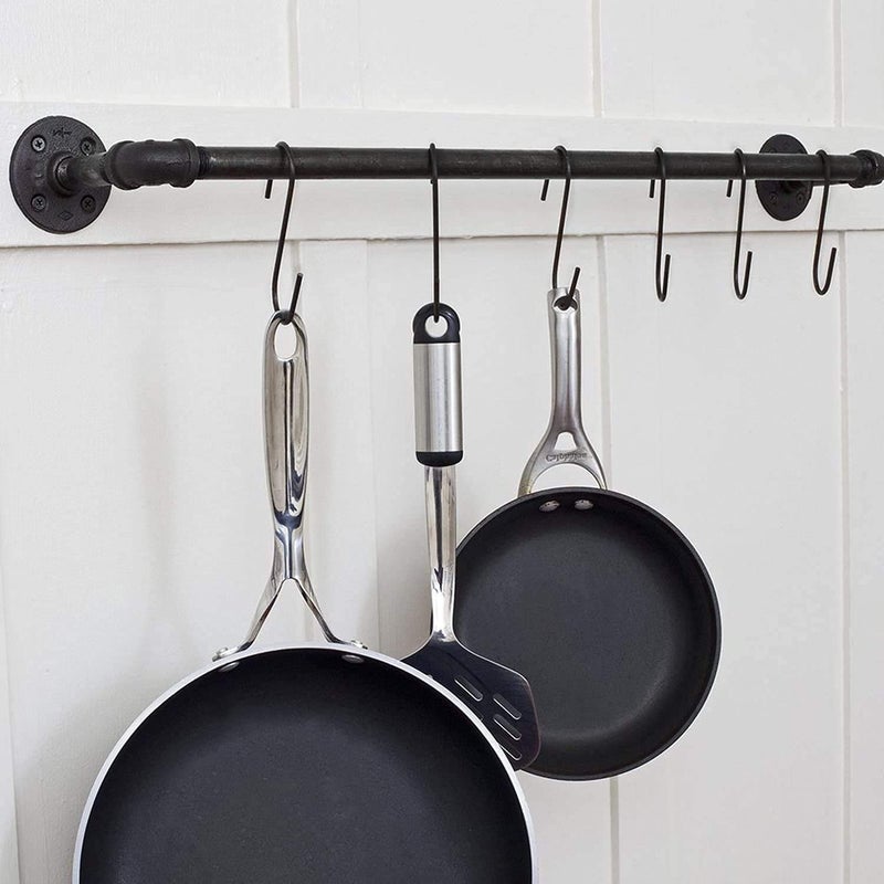 VYNTRIX Heavy Duty Metal S-Shaped Hanging Hangers Hooks for Kitchen, Bathroom,Bedroom, Office, Pan, Pot, Coat, Bag, Plants (Black, 3.75 inch/4mm) - (Pack of 15) - Image 5