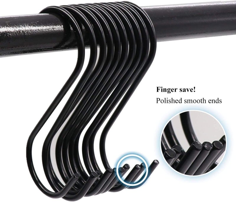 VYNTRIX Heavy Duty Metal S-Shaped Hanging Hangers Hooks for Kitchen, Bathroom,Bedroom, Office, Pan, Pot, Coat, Bag, Plants (Black, 3.75 inch/4mm) - (Pack of 15) - Image 4