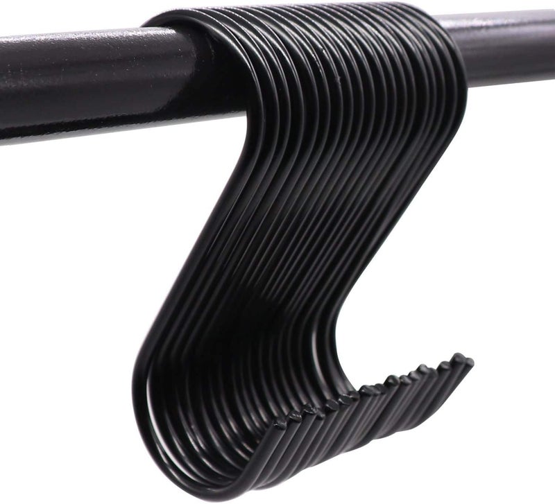 VYNTRIX Heavy Duty Metal S-Shaped Hanging Hangers Hooks for Kitchen, Bathroom,Bedroom, Office, Pan, Pot, Coat, Bag, Plants (Black, 3.75 inch/4mm) - (Pack of 15) - Image 2