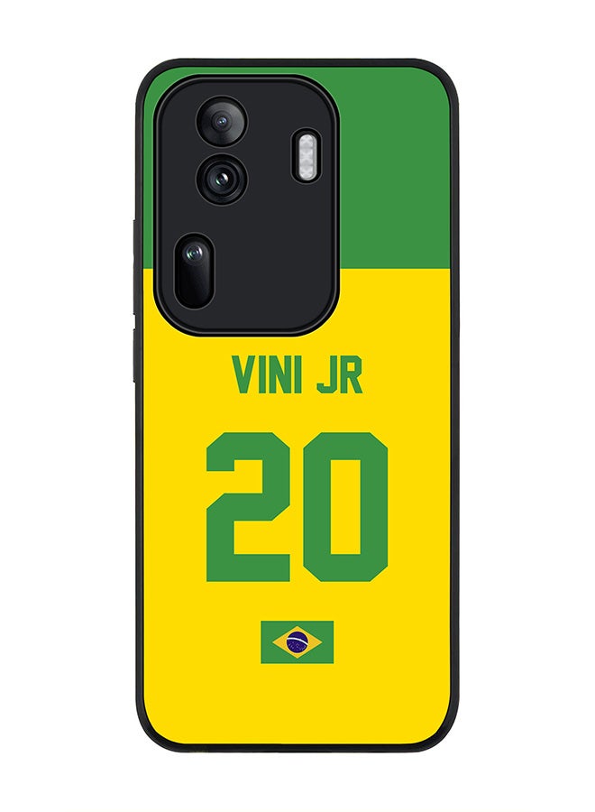 Stylizedd Rugged Black Edge Case for Oppo Reno11 Pro, Slim fit Case Thin Cover -  Football Team - Brazil, Player Name - Vini Jr - Image 1