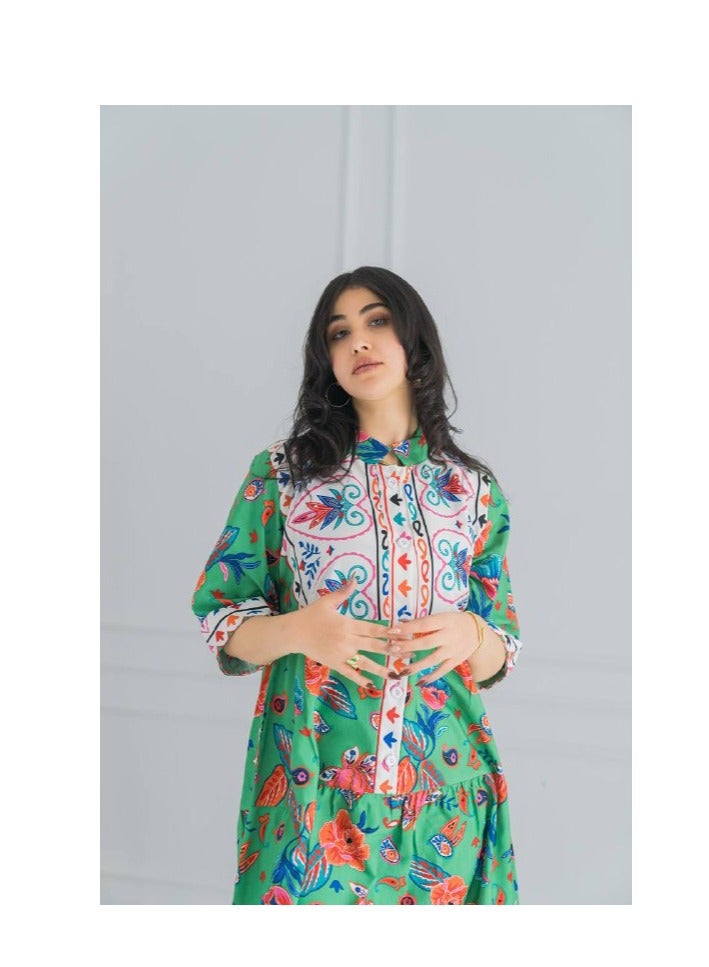 افندينا  جلابيه  ميدي مشجره   إطلالة تدمج بين الأصالة والجمال الطبيعي - Image 2