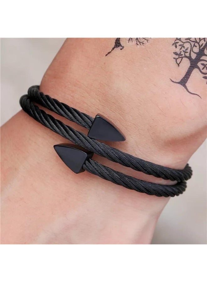 Mostafa Al Attar Luxury Titanium Steel Arrow Bracelet, Modern Adjustable Open Bracelet for unisex - Image 1