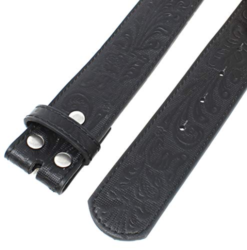 BC Belts Leather Belt Strap with Embossed Western Scrollwork 1.5" Wide with Snaps (Black-XS) - Image 5