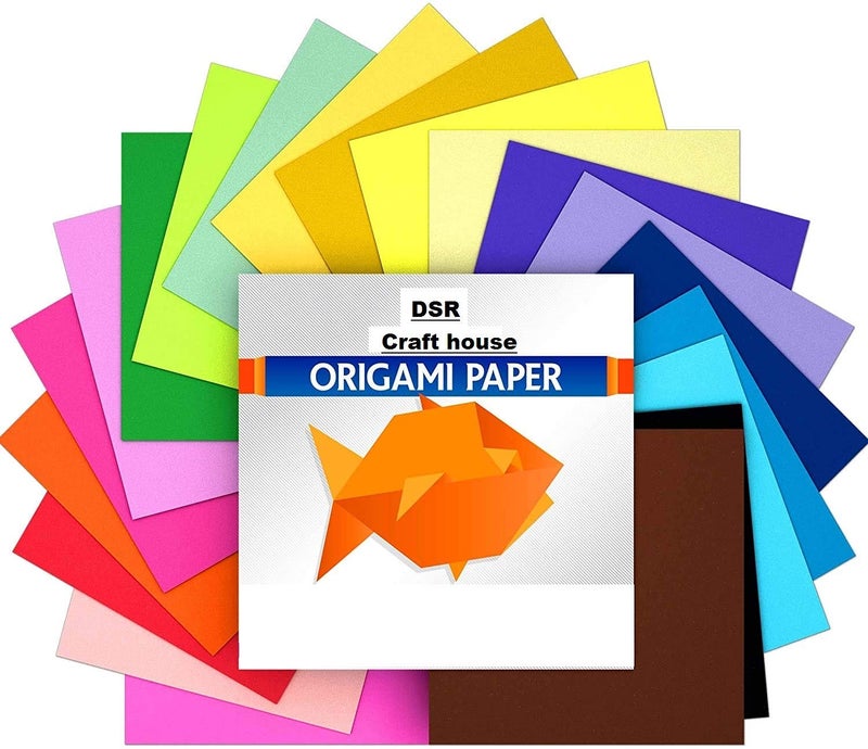 D S R Eclet Neon Origami Paper 15 cm X 15 cm Pack of 100 Sheets (10 sheet x 10 color) Fluorescent Color Both Side Coloured For Origami, Scrapbooking, Project Work - Image 2