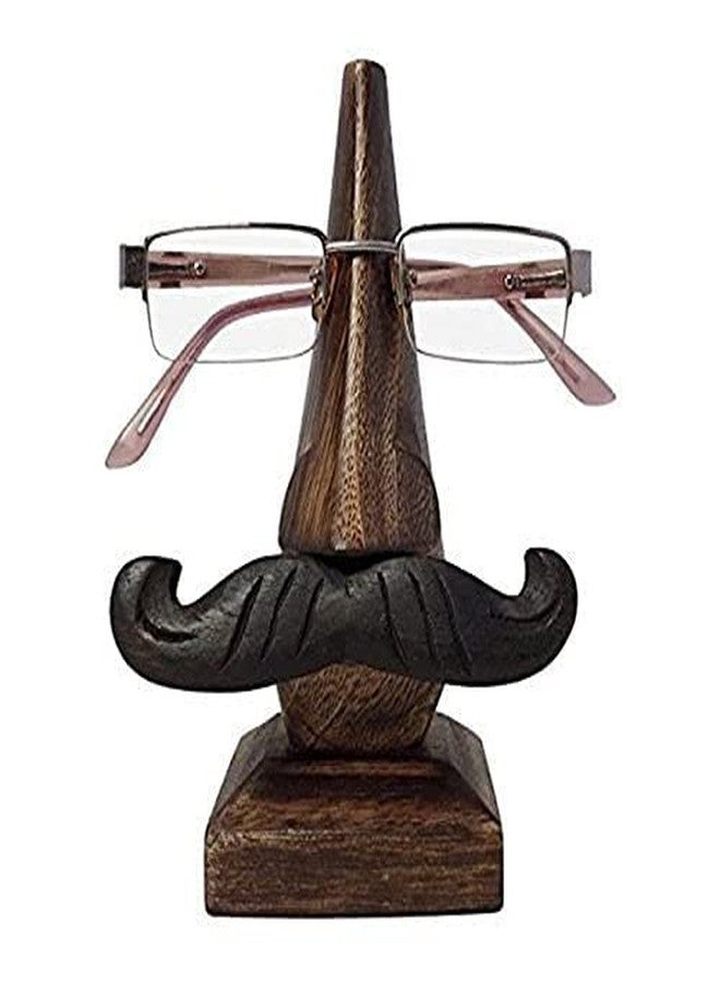 BOGEN LITE Wooden Art Eyeglass Round Shape Spectacle Holder Handmade (Moustache) - Image 1