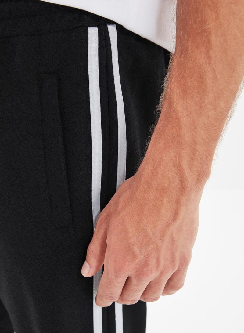 trendyol Black Regular/Normal Cut Striped Zipper Pocket Elastic Leg Jogger Sweatpants - Image 4
