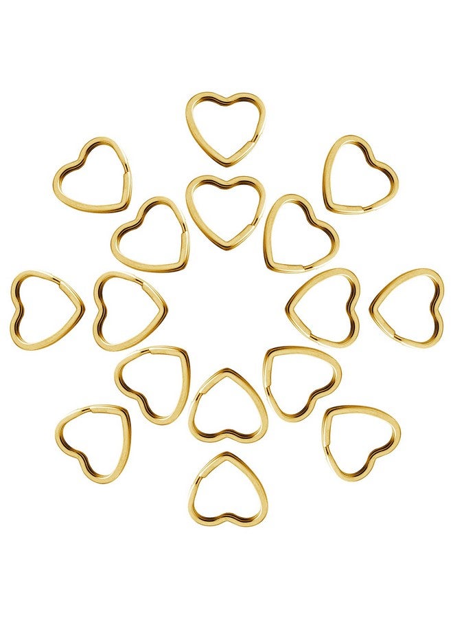 50Pcs Heart Shaped Split Key Rings Metal Key Rings Crafts Diy Keychain Bulk For Home Car Office Organization Arts & Crafts Projects Lanyards (Gold)