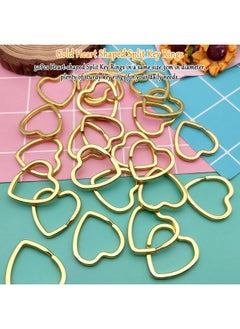 Oubaka 50Pcs Heart Shaped Split Key Rings Metal Key Rings Crafts Diy Keychain Bulk For Home Car Office Organization Arts & Crafts Projects Lanyards (Gold)  - Image 2