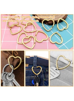 Oubaka 50Pcs Heart Shaped Split Key Rings Metal Key Rings Crafts Diy Keychain Bulk For Home Car Office Organization Arts & Crafts Projects Lanyards (Gold)  - Image 3