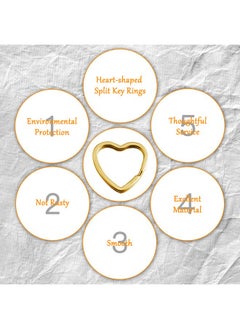 Oubaka 50Pcs Heart Shaped Split Key Rings Metal Key Rings Crafts Diy Keychain Bulk For Home Car Office Organization Arts & Crafts Projects Lanyards (Gold)  - Image 4