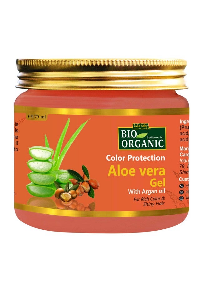 Indus Valley Bio Organic Color Protection Aloe Vera Gel With Argan Oil For Rich Colour & Shiny Hair - (175Ml)  - Image 1