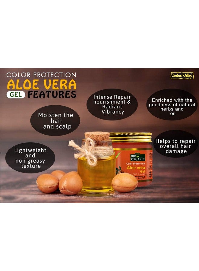 Indus Valley Bio Organic Color Protection Aloe Vera Gel With Argan Oil For Rich Colour & Shiny Hair - (175Ml)  - Image 2